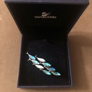 Swarovski blue school of fish brooch